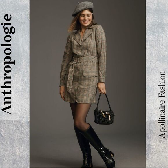 ANTHR BY PILCRO BLAZER DRESS IN BROWN MOTIF XL NWT - Picture 3 of 6